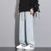 Jeans para Hombre Otoño e Invierno Pantalones Rectos Holgados Marca de Moda Estilo Americano Retro Cintura Holgada Drapeados Pantalones Casuales para Hombre