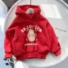 Nueva sudadera con capucha de forro polar con estampado de letras personalizada para niños 2021, chaqueta superior holgada casual para niños y niñas en invierno