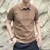 Camisa polo de punto elástico transpirable de manga corta para hombre en verano, en colores negro, albaricoque, caramelo, blanco, verde floral y azul
