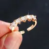 Anillo Abierto con Circonita Incrustada en Forma de Corazón de Moda Lujo Ligero Forma de Corazón Temperamento de Gama Alta Versátil Viaje Diario Joyería para Manos