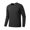 Nova Camiseta Masculina de Outono para Esportes ao Ar Livre de Alta Qualidade com Gola Redonda e Manga Longa, Cor Sólida, Camada Base para Descanso