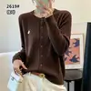 Suéter Cárdigan de Punto Trenzado para Mujer 45-65 kg, Capa Base, Rejuvenecedor, Top Elegante, Manga Larga 2619, Camisa Base