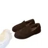 Zapatos Perezosos de Felpa Redondos Estilo Ma de Uva para Mujer, Mocasines de Estilo Old Money con Forro de Lana, Zapatos Cálidos de Algodón con Forro de Lana, Mocasines