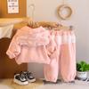 Ropa para Bebés y Niños, Ropa de Otoño para Niñas, Conjunto de Encaje a la Moda, Conjunto de Tres Piezas con Capucha de Conejo y Cremallera para Bebé Niña