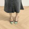 Zapatos de Tacón Alto 2024 Nuevos para Mujer Estilo Francés Puntiagudos con Lazo Sandalias de Una Correa para Uso Exterior Zapatos Planos Baotou