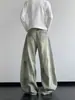 Jeans Retro Americanos Anchos Desgastados Tipo Cimitarra para Hombre con Diseño de Parches, Pantalones Rectos Deconstruidos Lavados de Longitud Completa