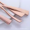Juego de Cubiertos de Acero Inoxidable Colorido con Recubrimiento de Titanio Kaya Cuchillo para Bistec, Tenedor, Cuchara, Cucharilla de Té Juego de Cubiertos de 4 Piezas con Juego de Grabado
