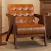 Sillón Individual de Madera Maciza para Sala de Estar Richard Ocio Retro Balcón Cafetería Vintage Diseñador Perezoso Alojamiento