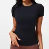Top Casual Versátil de Color Sólido para Primavera y Verano, Ropa de Yoga con Sensación de Segunda Piel, Camiseta Deportiva de Manga Corta para Correr al Aire Libre y Pilates