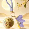 Pingente Chaveiro Moeda Coelho da Lua Dourado, Ouro Puro 999, Presente para Paz e Alegria, Presente de Inauguração de Loja, Presentes Atacado