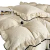 Colcha de Terciopelo de Leche Tallada Francesa Juego de Cama de Cuatro Piezas Borde de Encaje Rosa Terciopelo Engrosado de Doble Cara Suministros de Terciopelo Coral