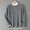 Suéter de Lã 100% Espesso Grão de Arroz Bai Cai Rong Masculino Outono Inverno Gola Redonda Suéter Casual Malha Solta Camada de Base