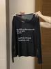 Primavera 2025 Nuevo Estilo Perezoso Hombro Descubierto Microtransparente Camiseta de Manga Larga Blusa Top Holgada Estampada de Verano para Mujer