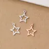 Plata de ley S925, pulido, colgante de estrella de cinco puntas hueca, charm de estrella en oro rosa, accesorios para ensartar y hacer cuentas DIY