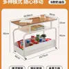 Mesa de café de cristal templado color crema, Gabinete lateral creativo para mesita de noche de dormitorio, Carrito lateral pequeño multifuncional de lujo ligero para sala de estar