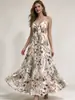 Personalización Transfronteriza Ropa Europea y Americana para Mujer Fresca Dulce Cuello en V Lazo Tirantes Finos Vestido Estampado de Flores Plantas