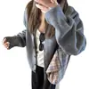 Cárdigan de Punto Gris para Mujer en Otoño, Holgado, Estilo Perezoso, Casual, Versátil, de Alta Gama, Chaqueta Exterior de Suéter, Top, Invierno