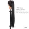 Cabelo Liso Longo de 32 Polegadas Exportação Cabelo Sintético de Alta Temperatura Rabo de Cavalo Duplo Extensões de Cabelo para Mulheres, Rabo de Cavalo Longo Trançado com Amarração, Ossier
