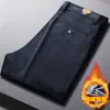 Calça masculina de veludo cotelê para outono e inverno com LOGO personalizado, forrada com fleece e espessa, cintura alta, corte solto, perna reta, calça casual de veludo cotelê