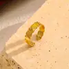 Anillo Abierto de Acero de Titanio Transfronterizo que No se Desvanece, Anillo de Lujo Ligero de Gama Alta Color Dorado, Joyería Simple de Acero Inoxidable 316 para Mujer