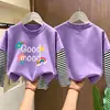 Linda camiseta básica de manga larga para niñas, colección primavera/otoño 2026, camiseta elegante de cuello redondo, algodón puro, aspecto en capas, para niños de talla mediana y grande