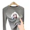 Camiseta de manga larga gruesa para niñas, nuevo estilo otoño/invierno 2026, capa base de forro polar para niños, top interior cálido para niñas