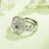 Anillo Trenzado de Encaje de Jade Hetian, Jade de Imitación, Diseño de Nicho de Lujo Ligero para Mujer, Moda de Gama Alta, Anillo Abierto Ajustable para el Dedo Índice