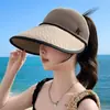 Sombrero de Sol de Vinilo de Verano para Mujer, Anti-UV, Ala Ancha, Hace que la Cara Parezca Más Pequeña, Sombrero de Pescador Versátil para Exteriores