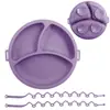 Alimento Complementario Infantil Transfronterizo Vajilla de Silicona Cordón Plato para Cenar Babero Bebé Tazón Complementario Ventosa Tenedor Cuchara Bebé Aprende a Comer