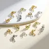 Fecho de Argola Dupla Preserva-Cor Banhado a Ouro 18K Clipe de Posicionamento de Contas Acessórios Conector de Ponta para Pulseira Colar DIY