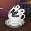 Taza de café de cerámica estilo europeo, taza de espresso italiana, juego simple de taza y platillo de café de cerámica