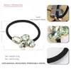 Anillo para el cabello de cristal con pedrería ovalada europeo y americano, temperamento, red social con cuerda para el cabello, cuerda para la cabeza simple para mujer, banda de goma, venta al por mayor