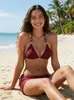 E-commerce Transfronteiriço Novo Estilo Biquíni Atmosfera Deslumbrante Maiô Separado Férias na Praia Traje de Banho de Três Peças Em Estoque