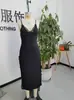 Roupão Sexy Feminino Transfronteiriço Seda de Leite Fenda Dupla Costas Abertas Alça Vestido Longo Camisola