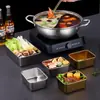 Acero Inoxidable 304 Recipiente para Preparación de Alimentos Plato para Almacenamiento de Alimentos de Cocina Brochetas para Cocinar en Barbacoa y Hot Pot Plato para Guarniciones de Tienda
