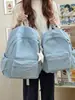 Mochila Azul Refrescante de Verano con Puntos Blancos, Estilo Coreano, Estética y Terapéutica para Niñas y Estudiantes, Mochila Pequeña para Salidas