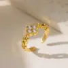 Anillo de Zirconia Micropavimentada Nuevo Transfronterizo Celebridad de Internet para Mujer, Anillo de Dedo Índice de Lujo Ligero de Moda de Gama Alta para Mujer con Apertura Ajustable