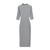 Vestido de Punto de Manga Media Estilo Francés para Mujer, Temperamento, Favorecedor de la Figura, Cintura Ceñida, Ajustado a la Cadera, Adelgazante, Para el Trabajo, Largo de Rodilla, Falda Midi