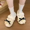 Pantuflas esponjosas de suela gruesa con lazo para mujer, nueva colección otoño/invierno 2026, zapatos de algodón elegantes y de alta gama
