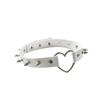 Punk europeo y americano Harajuku hermana suave collar de cuero con remaches puntiagudos collar de amor con corazón de durazno cadena para clavícula gargantilla outlet de fábrica