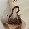 Bolso de axila de gran capacidad para mujer para el día a día, bolso de hombro tipo nube con lazo plisado, bolso de mano moderno y versátil, a la moda