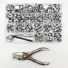 324 piezas de tornillos de acero inoxidable plateados de 15 mm, broches de presión blancos grandes, juego de herramientas de botón metálico de cuatro partes