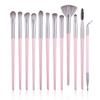 Amazon Más Vendido 12 Pincel de Sombra de Ojos Rosa Cola Oblicua Mango de Plástico Pincel de Maquillaje de Ojos Set de Herramientas de Maquillaje de Belleza