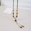 Collar de mariposa de cerámica vintage de estilo chino hecho a mano, estilo étnico femenino, moda nacional, estilo antiguo, cadena de clavícula, collar con cordón, venta al por mayor