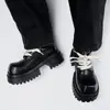 Zapatos Derby Big Toe Mickey para Hombre, Suela Gruesa de 7 cm, Punta Cuadrada, Zapatos de Cuero Casual Versátiles, Marca Nicho de Moda, Zapatos para Hombre que Aumentan la Altura