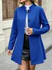 2026 Ropa Femenina Transfronteriza Europea y Americana Otoño e Invierno Nuevo Estilo Color Sólido Elegante Cuello Alto Abotonado Línea A Mangas Largas Ajustado Chaqueta