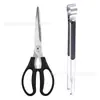 Tesoura de cozinha multifuncional de aço inoxidável, conjunto de pinça para churrasco coreano, pinça de comida para bife, frango, costeleta para uso doméstico