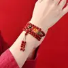 108 Cuentas de Cinabrio Crudo Bolsa de la Suerte del Dios de la Riqueza de los Cinco Caminos Pulsera Pixiu para el Año del Caballo, Amuleto de Buena Suerte para Hombres y Mujeres, Venta al por Mayor