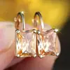 Pendientes de Piedra Preciosa Rectangular Multicolor Rongxing Transfronterizos, Montura de Cuatro Garras, Diseño Simple, Pendientes para Mujer para Mercados Internacionales