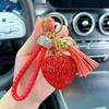 Llavero creativo de borla de cuerda trenzada de arcilla lleno de amor personalizado para mujer llavero de llave de coche colgante de moda para bolso